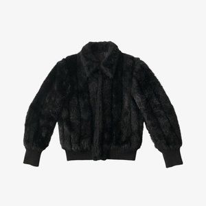 Vintage Black Faux Fur Collared Jacket by Costume National Homme